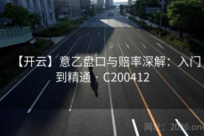 【开云】意乙盘口与赔率深解：入门到精通 · C200412