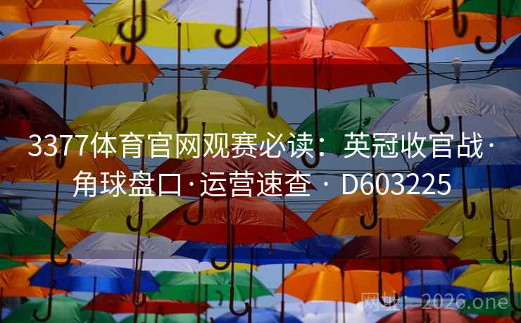 3377体育官网观赛必读：英冠收官战·角球盘口·运营速查 · D603225